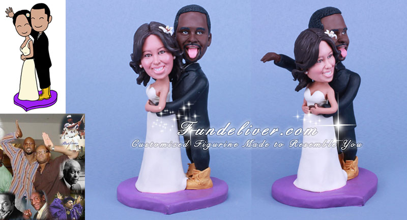 Humorous African American Wedding Cake Toppers